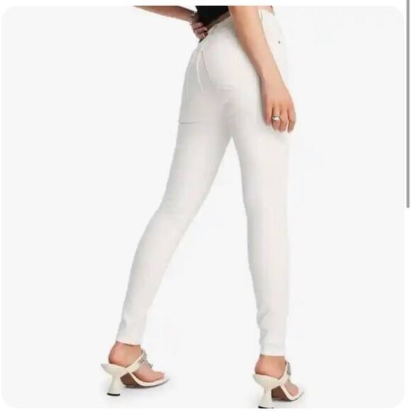 TOPSHOP Moto | Jamie High Waist Ankle Grazer Skinny White Jeans 25 - Picture 2 of 8